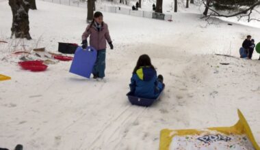 Sledders take advantage of the snow in Central Park