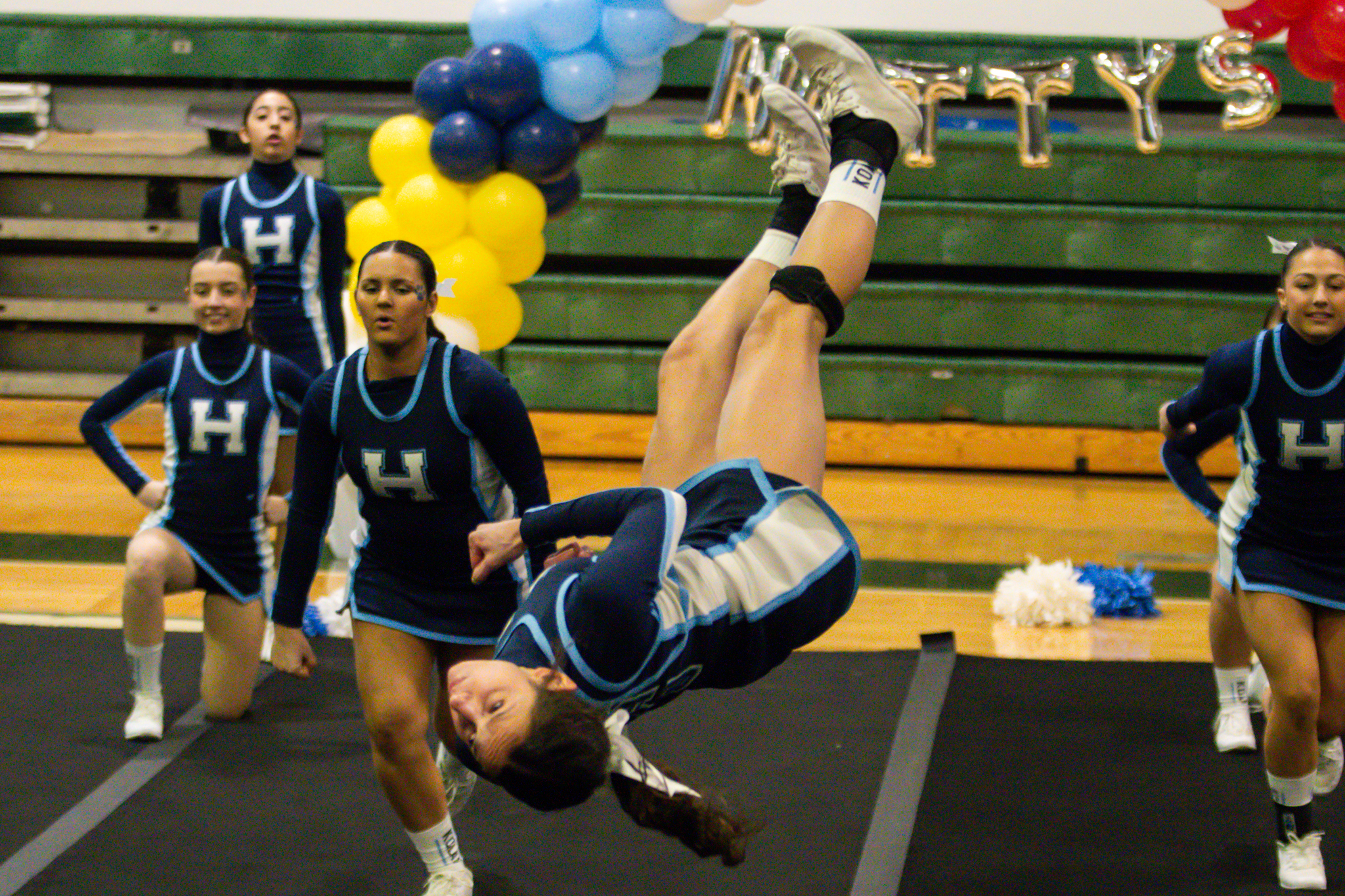 The event featured performances from four of the Staten Island teams competing in the National High School Cheerleading Competition this weekend along with the Seahawks showing off its routine. (Annie DeBiase for the Advance/SILive.com)