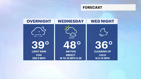 Light rain creates patches of fog overnight in The Bronx