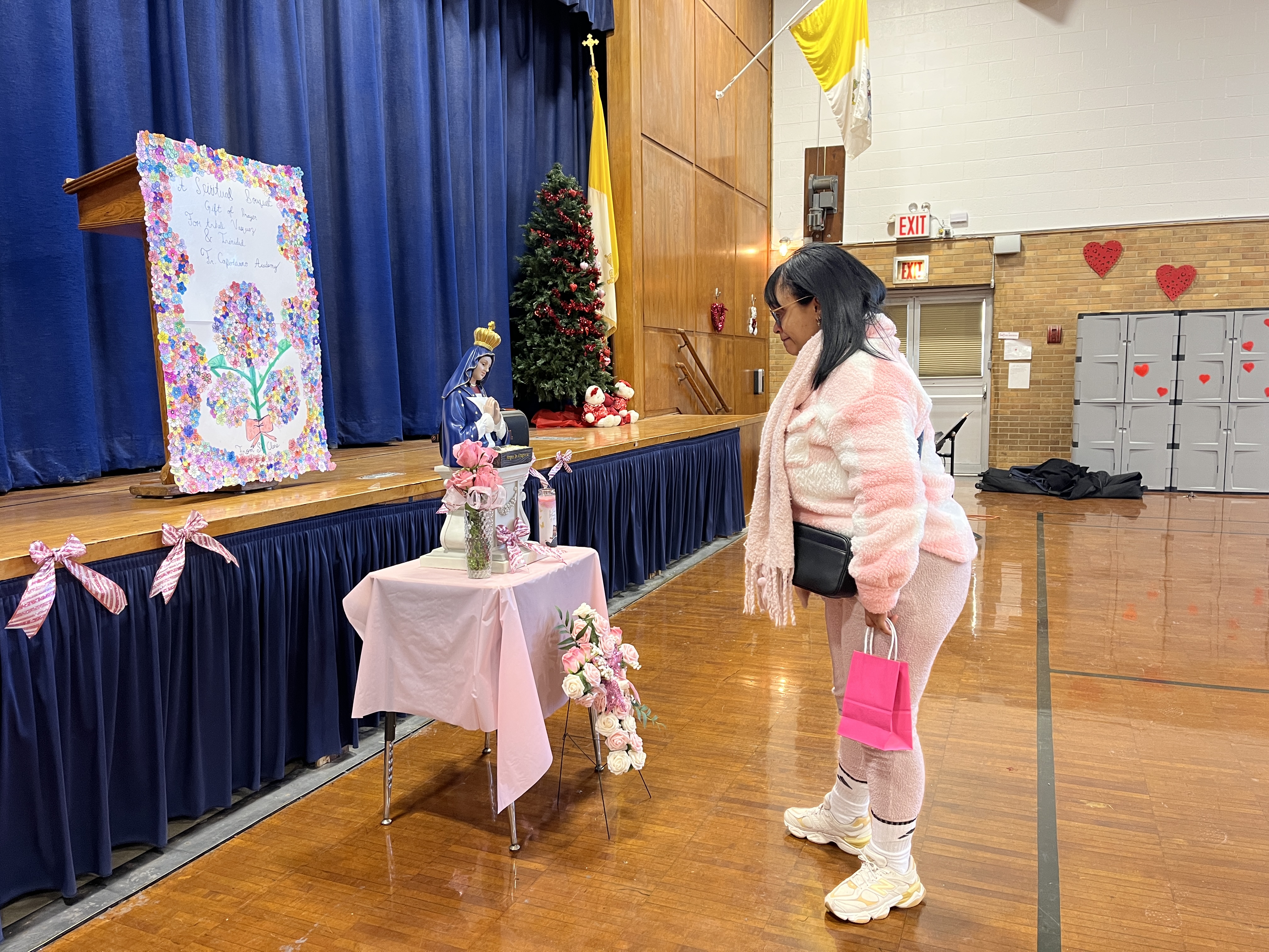 A dedication for Anheli Vasquez-Trinidad was held on Tuesday, Jan. 20, at Father Vincent Capodanno Catholic Academy. Principal Debbie Cretella led the school in remembering the first grader during an assembly with her mother, Rev. Michael Martine, Jann Amato, classmates, and teachers. (Advance/SILive.com|Jan Somma-Hammel)