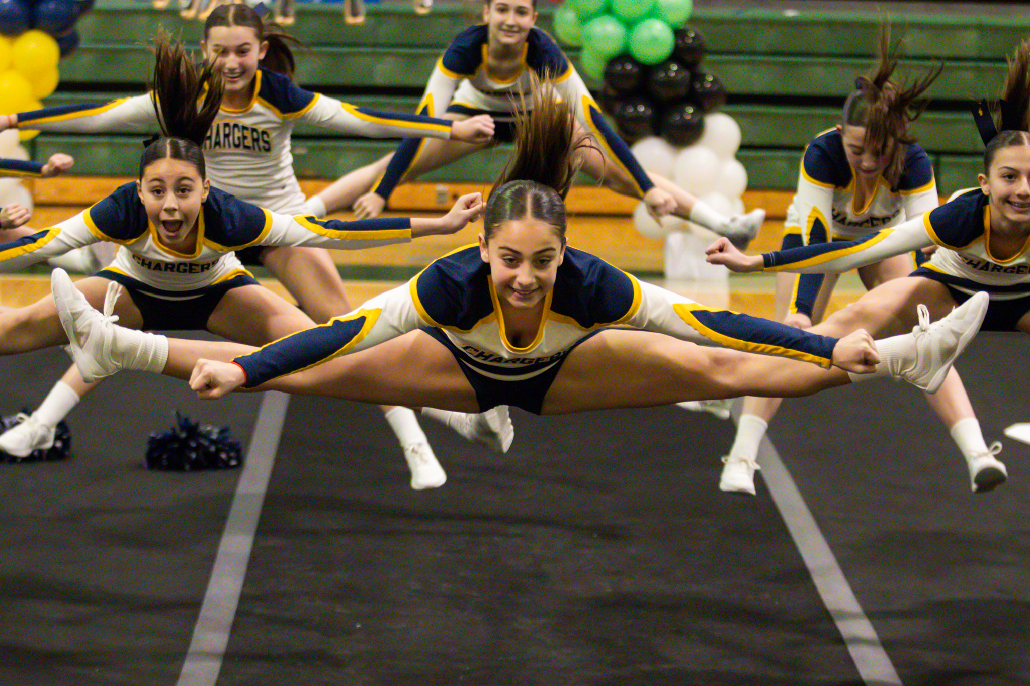 The event featured performances from four of the Staten Island teams competing in the National High School Cheerleading Competition this weekend along with the Seahawks showing off its routine. (Annie DeBiase for the Advance/SILive.com)