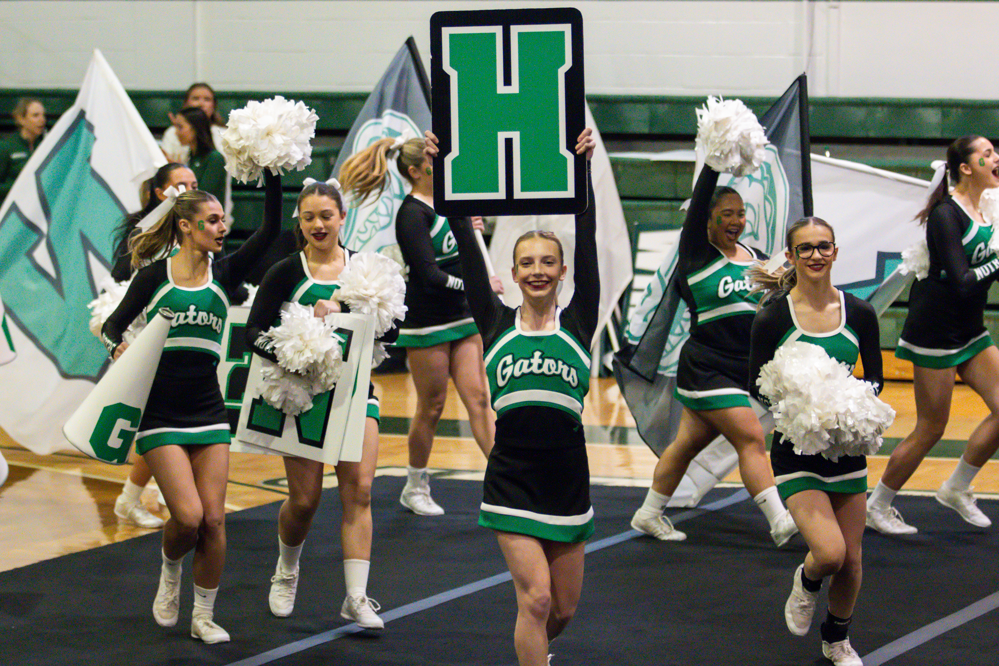 The event featured performances from four of the Staten Island teams competing in the National High School Cheerleading Competition this weekend along with the Seahawks showing off its routine. (Annie DeBiase for the Advance/SILive.com)