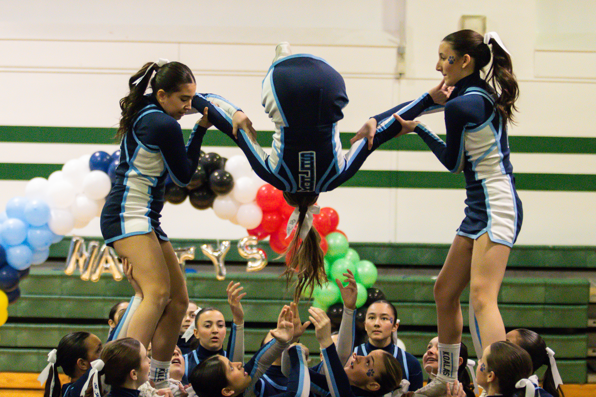 The event featured performances from four of the Staten Island teams competing in the National High School Cheerleading Competition this weekend along with the Seahawks showing off its routine. (Annie DeBiase for the Advance/SILive.com)
