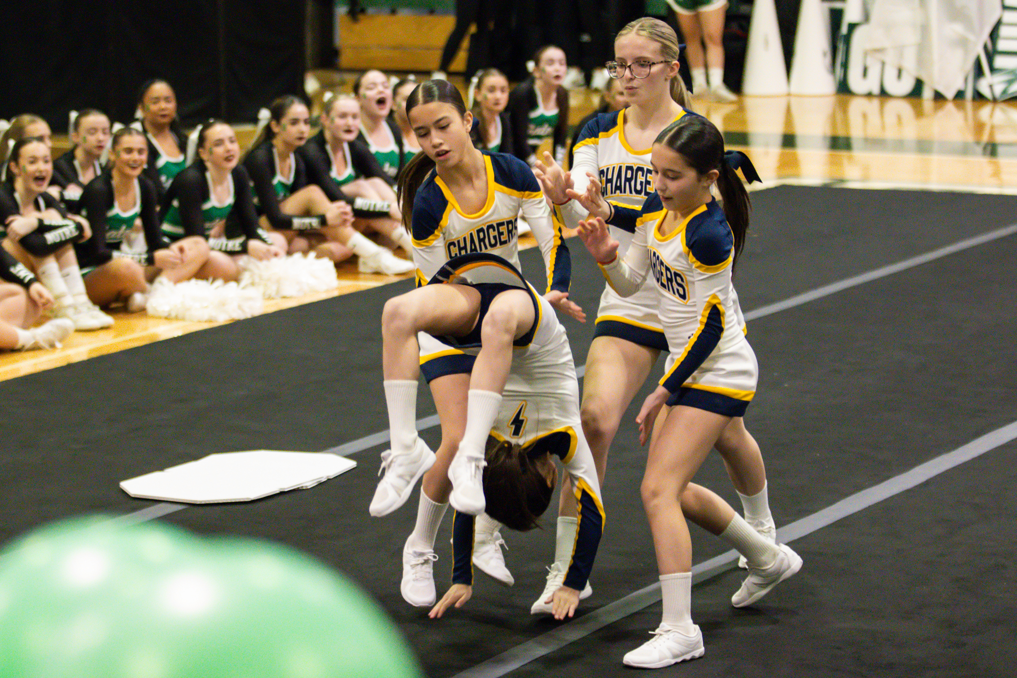 The event featured performances from four of the Staten Island teams competing in the National High School Cheerleading Competition this weekend along with the Seahawks showing off its routine. (Annie DeBiase for the Advance/SILive.com)