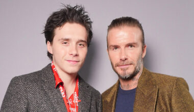 Brooklyn Beckham and David Beckham in the front row