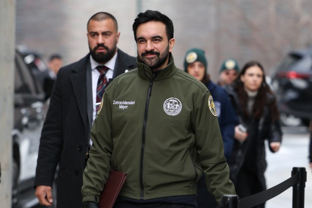 Mayor Zohran Mamdani arrives at a news conference Saturday. 