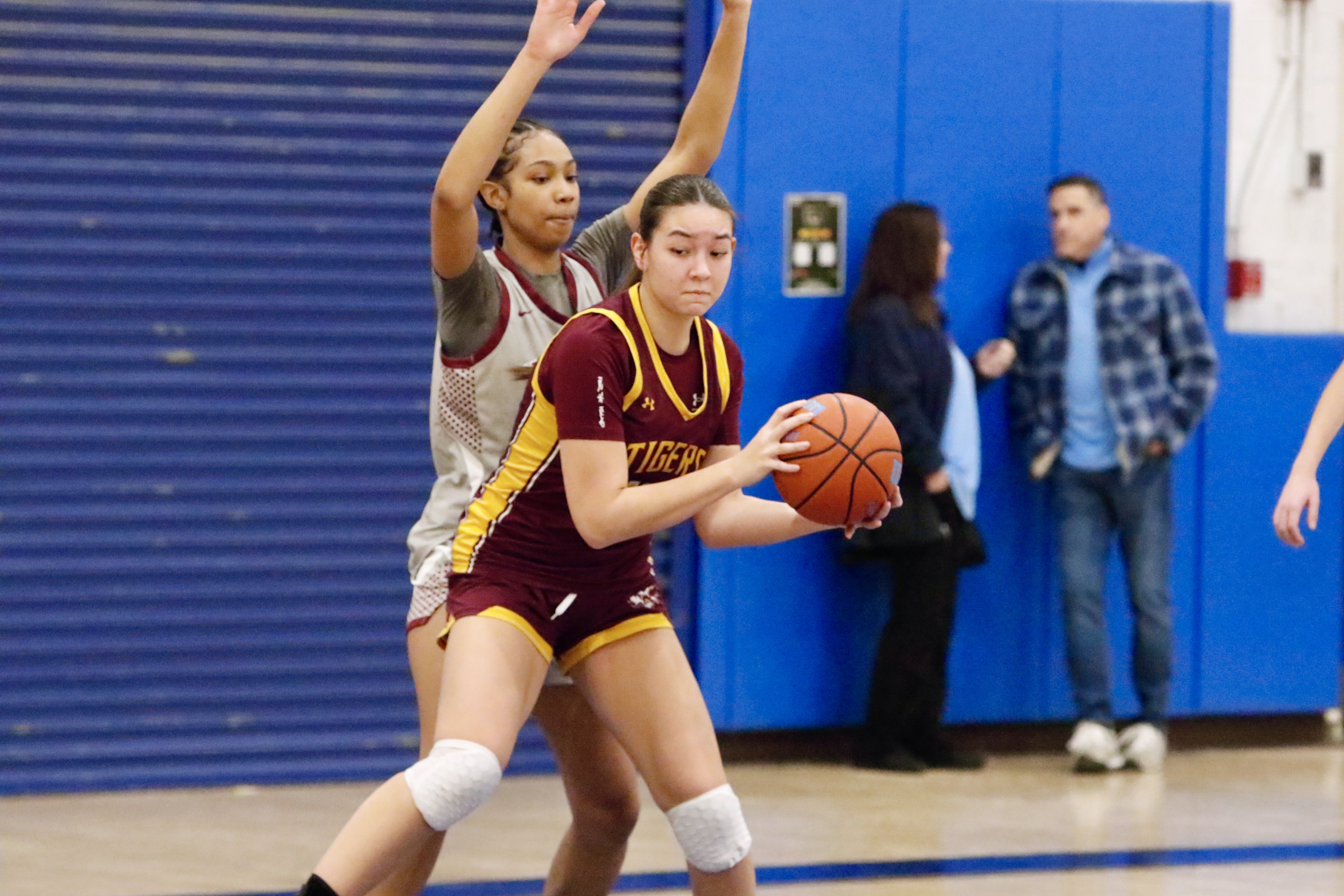 Staten Island Academy's Valentina Li looks to get to the rim during a Borough President's Cup quarterfinal meeting vs. Curtis on Jan. 27, 2025.