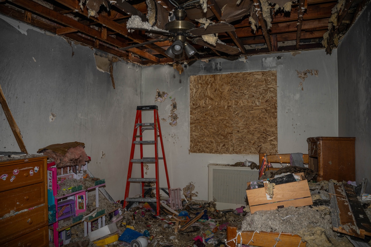 Hodges Place fire damage on Dec. 26, 2025