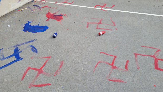 Hateful vandalism at Gravesend Park in Brooklyn. (Community Board 12)