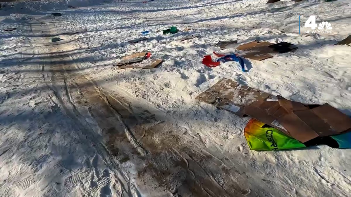 Piles of sleds left behind in Central Park after Sunday’s storm – NBC New York