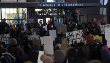 The protest happened just blocks from places where immigration arrests have been reported, including 26 Federal Plaza and Canal Street. (Spectrum News NY1)
