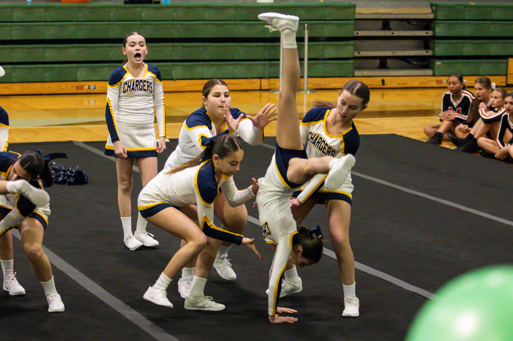 The event featured performances from four of the Staten Island teams competing in the National High School Cheerleading Competition this weekend along with the Seahawks showing off its routine. (Annie DeBiase for the Advance/SILive.com)