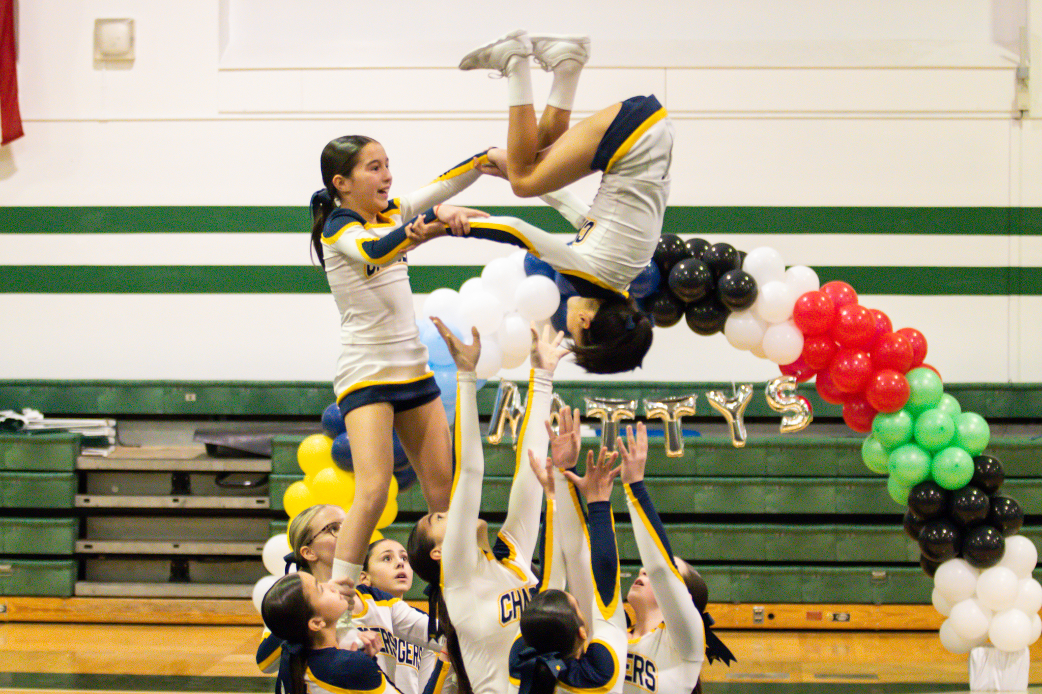 The event featured performances from four of the Staten Island teams competing in the National High School Cheerleading Competition this weekend along with the Seahawks showing off its routine. (Annie DeBiase for the Advance/SILive.com)