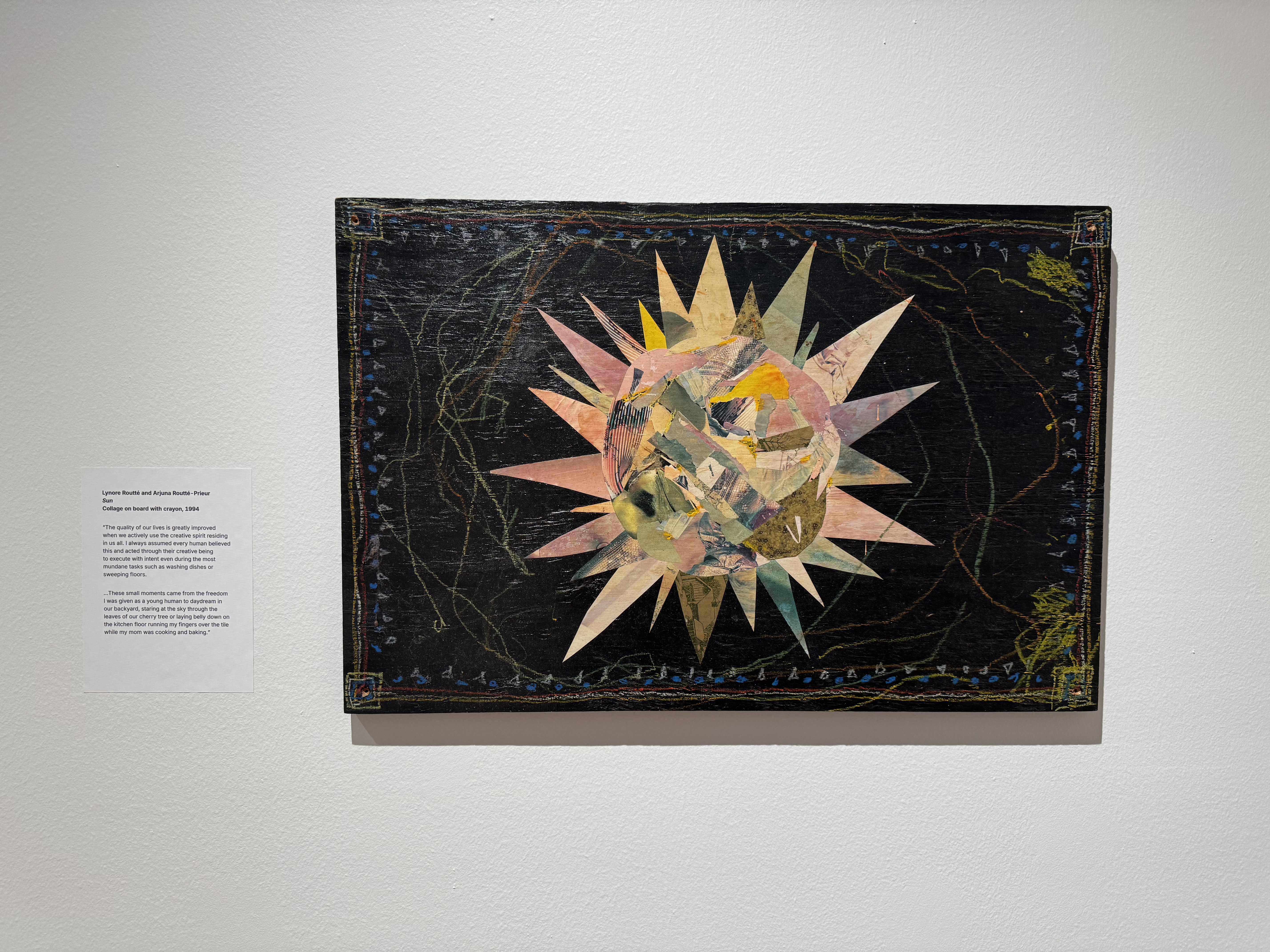 1994 collaborative work between Lenore Routté and her son, Arjuna Routté-Prieur, on display at the Staten Island Museum