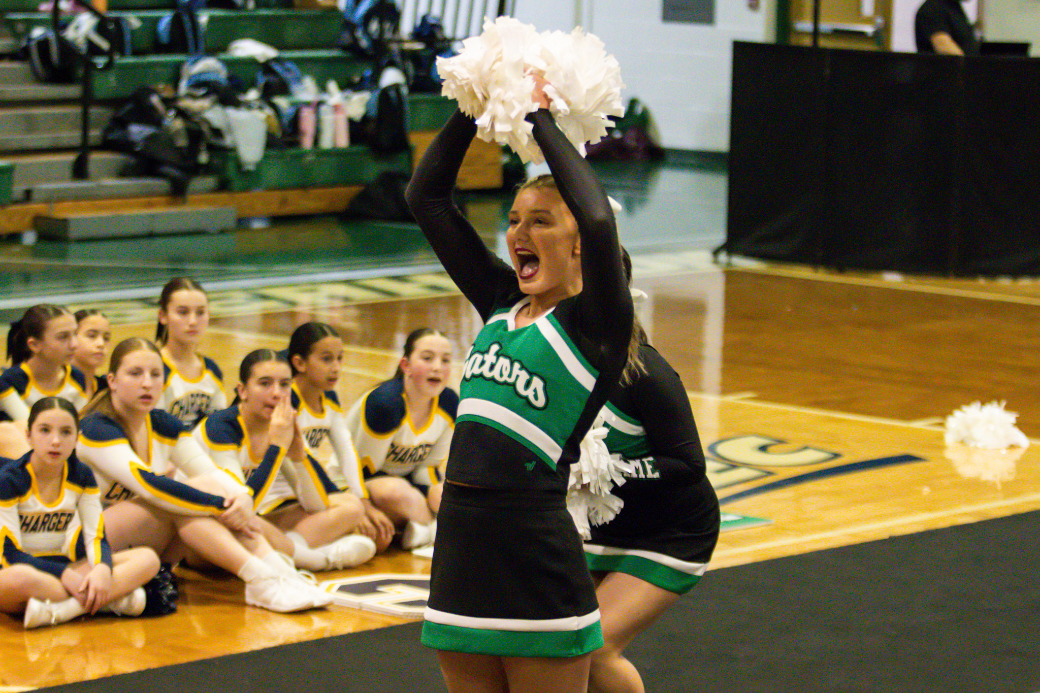 The event featured performances from four of the Staten Island teams competing in the National High School Cheerleading Competition this weekend along with the Seahawks showing off its routine. (Annie DeBiase for the Advance/SILive.com)