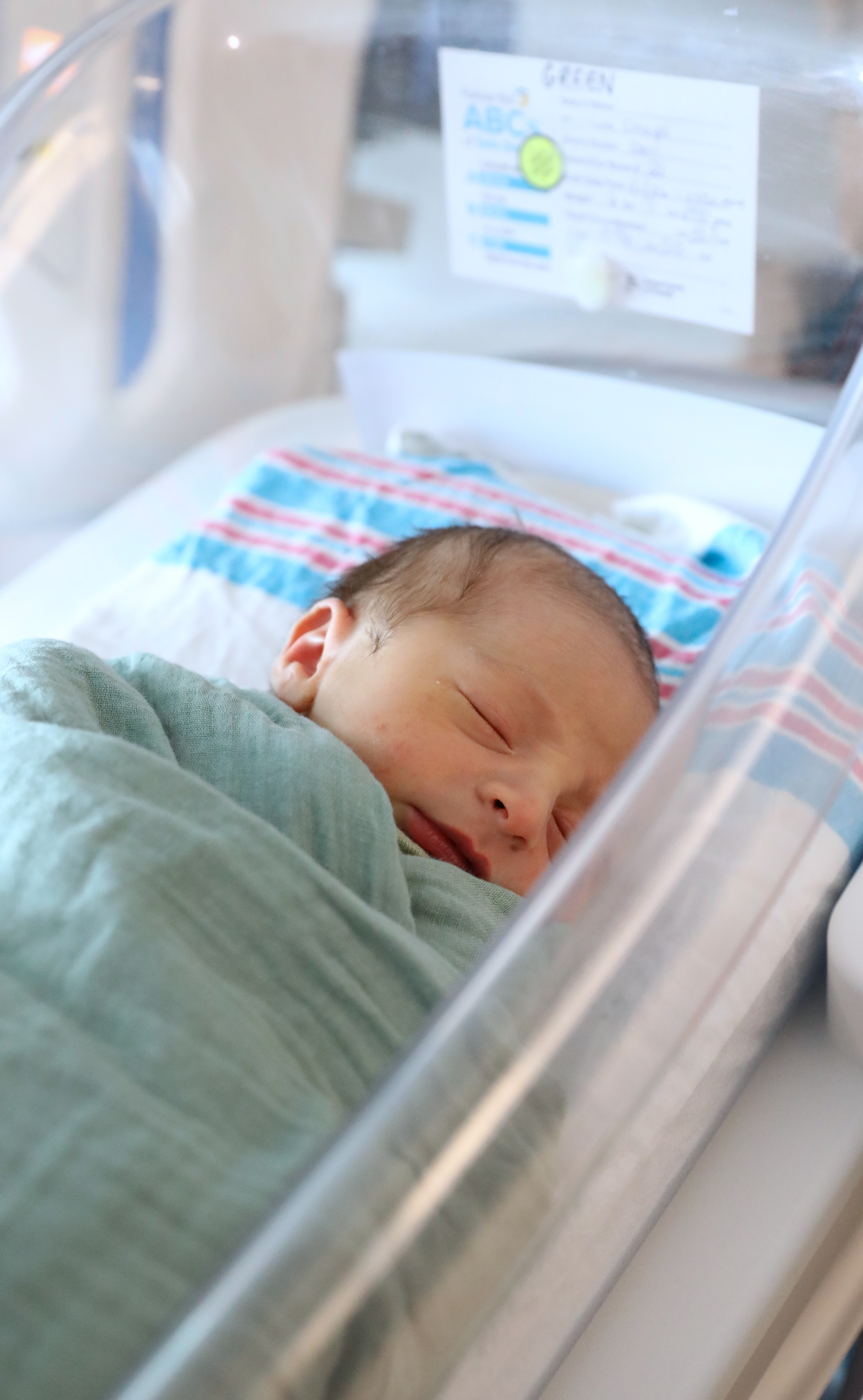 Baby boy Green was born on Thursday, Jan. 1, at 3:50 a.m. at Northwell Staten Island University Hospital, Ocean Breeze. The Staten Island Ferry Hawks general manager and front office staff visited them today to declare them the Ferry Hawks family of the year. (Advance/SILive.com | Jan Somma-Hammel)
