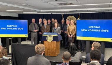 At a press conference, Hochul noted that police would still be allowed to assist with criminal enforcement. (Spectrum News NY1/Joshua Deckert)