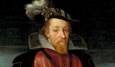 Portrait of King James I of England (1566-1625). Found in the collection of Nationalmuseum Stockholm.