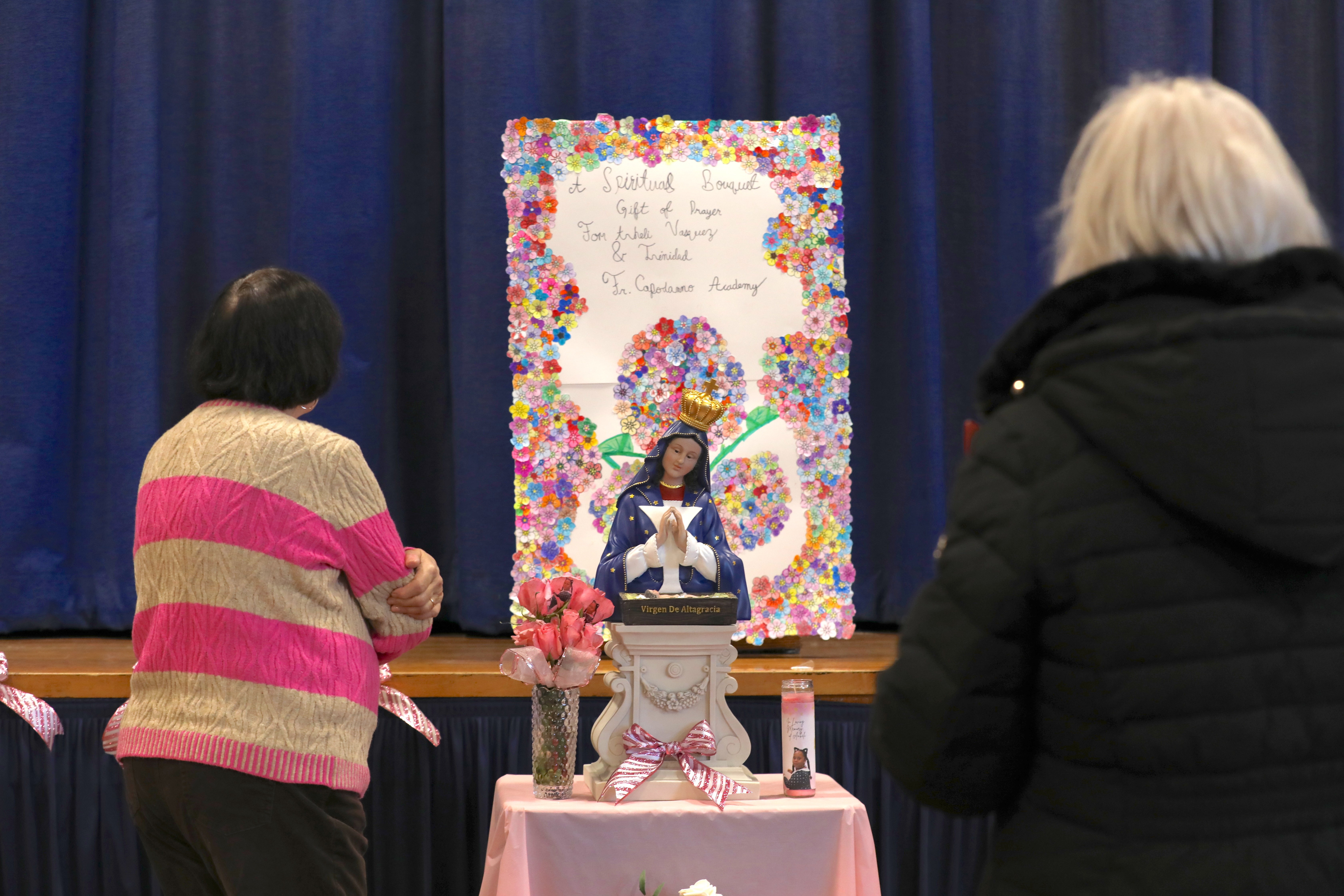 A dedication for Anheli Vasquez-Trinidad was held on Tuesday, Jan. 20, at Father Vincent Capodanno Catholic Academy. Principal Debbie Cretella led the school in remembering the first grader during an assembly with her mother, Rev. Michael Martine, Jann Amato, classmates, and teachers. (Advance/SILive.com|Jan Somma-Hammel)