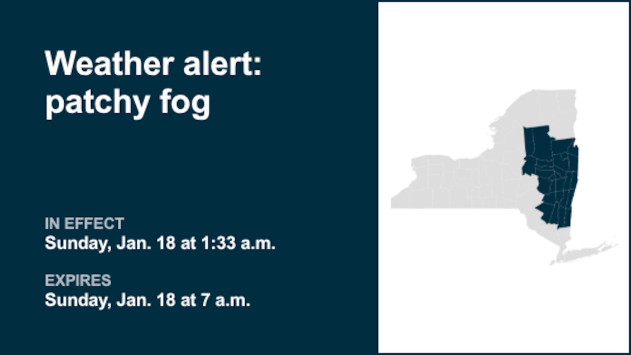 Weather alert for patchy fog and black ice in New York until Sunday morning