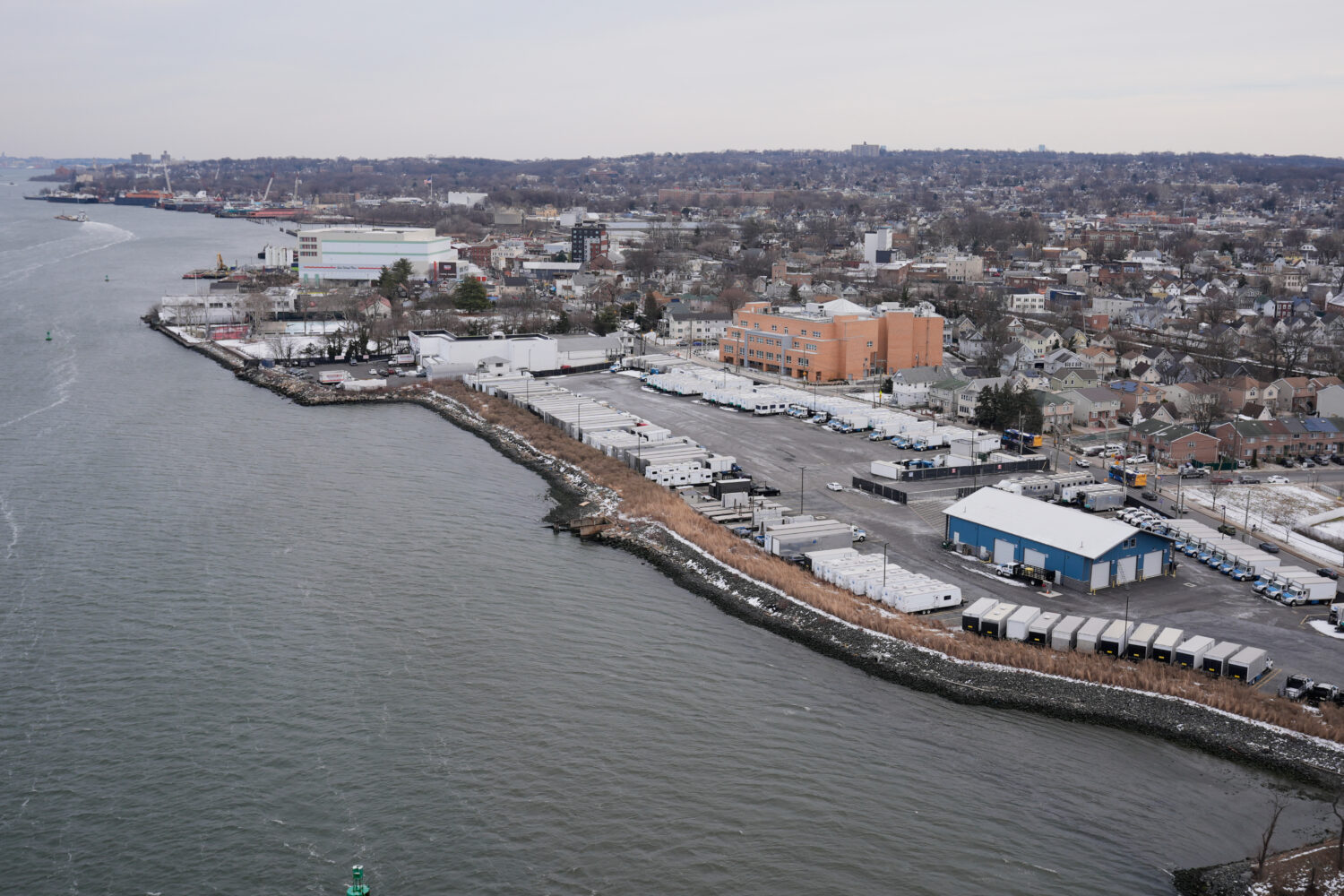 The coast of Staten Island is seen in New York, Friday, Jan. 23, 2026. (AP Photo/Seth Wenig)Credit:...