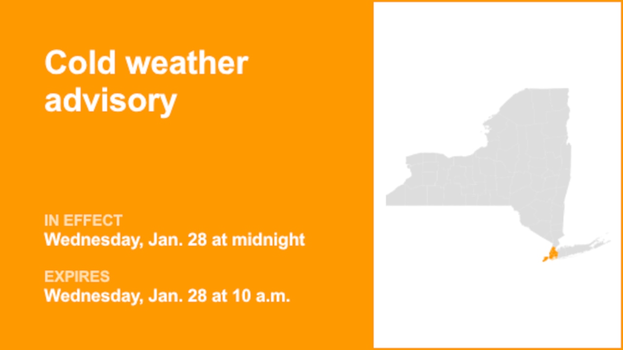 NYC weather: Cold weather advisory issued for New York City for Wednesday – below zero wind chills