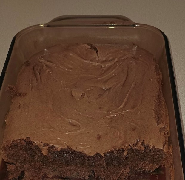 A rich yet delicate moist chocolate cake flavored with the hint of Irish cream liquor is a favored combination for a simple dessert recipe dreamed up by the older sister of columnist Philip Potempa. (Photo by Pamela Robinson)