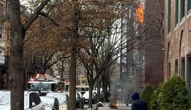 Henry Street resident James LaRosa said he saw an air conditioner on fire at 75 Pierrepont St. “Then it exploded and dropped to the ground,” he said. Photo courtesy of James LaRosa.