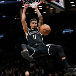 Brooklyn Nets forward Michael Porter Jr. dunks during the first half of an NBA basketball game against the Denver Nuggets, Sunday, Jan. 4, 2026, in New York. (AP Photo/Yuki Iwamura)