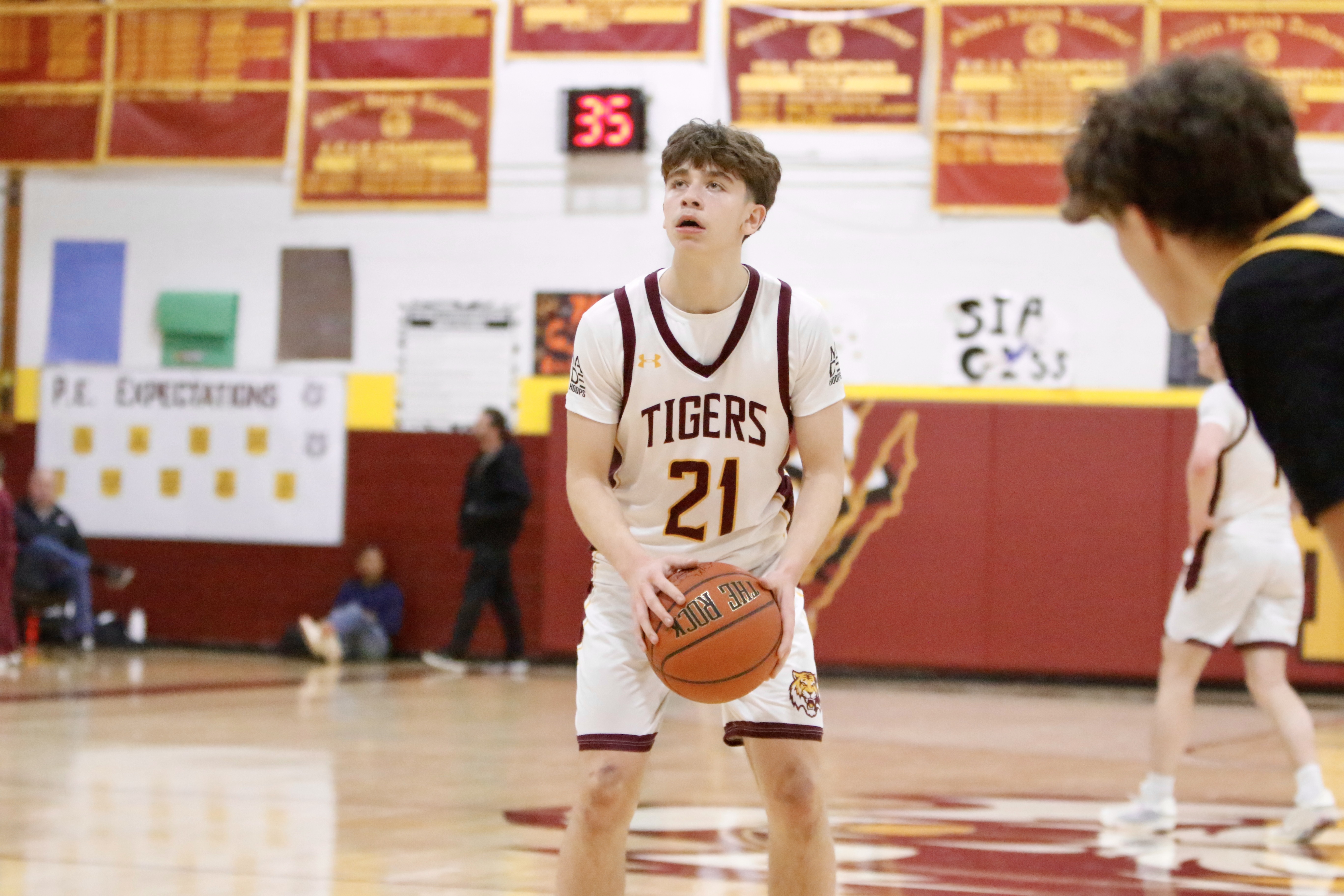 Staten Island Academy's Michael Belkin lines up a free throw during a matchup against Avenues on Jan. 14, 2025.