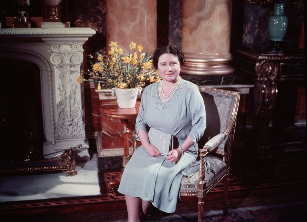 1942: Queen Elizabeth (1900 - 2002), formerly Lady Elizabeth Bowes-Lyon, wife of King George VI and mother of Queen Elizabeth II at Buckingham Palace, London.
