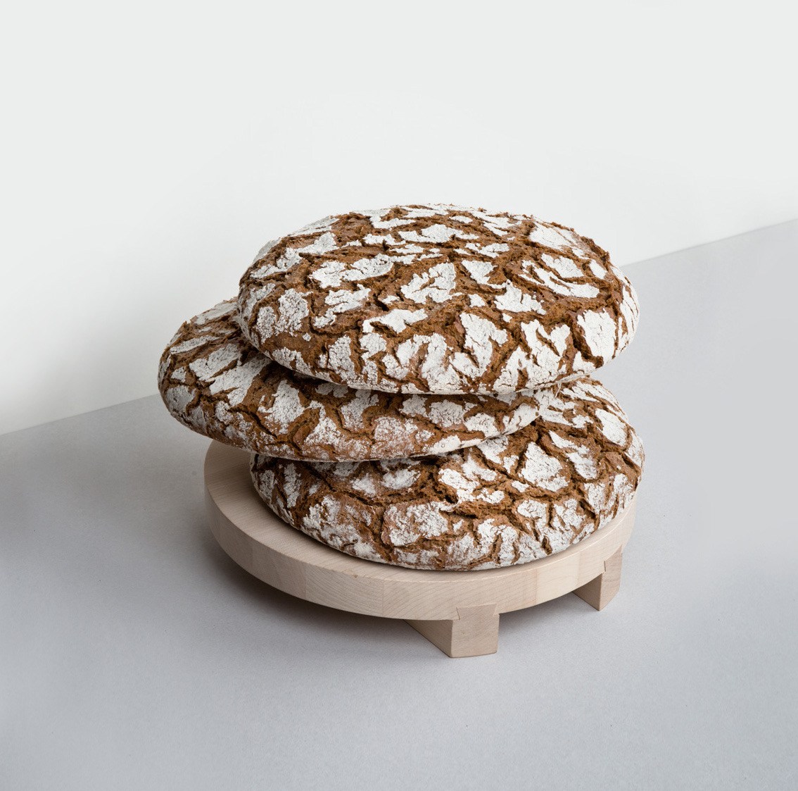 Three cookies in a stack.