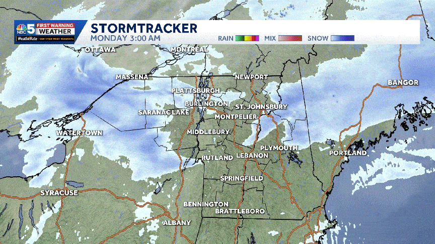 Heavy snow tapers through Monday in Vermont, New York