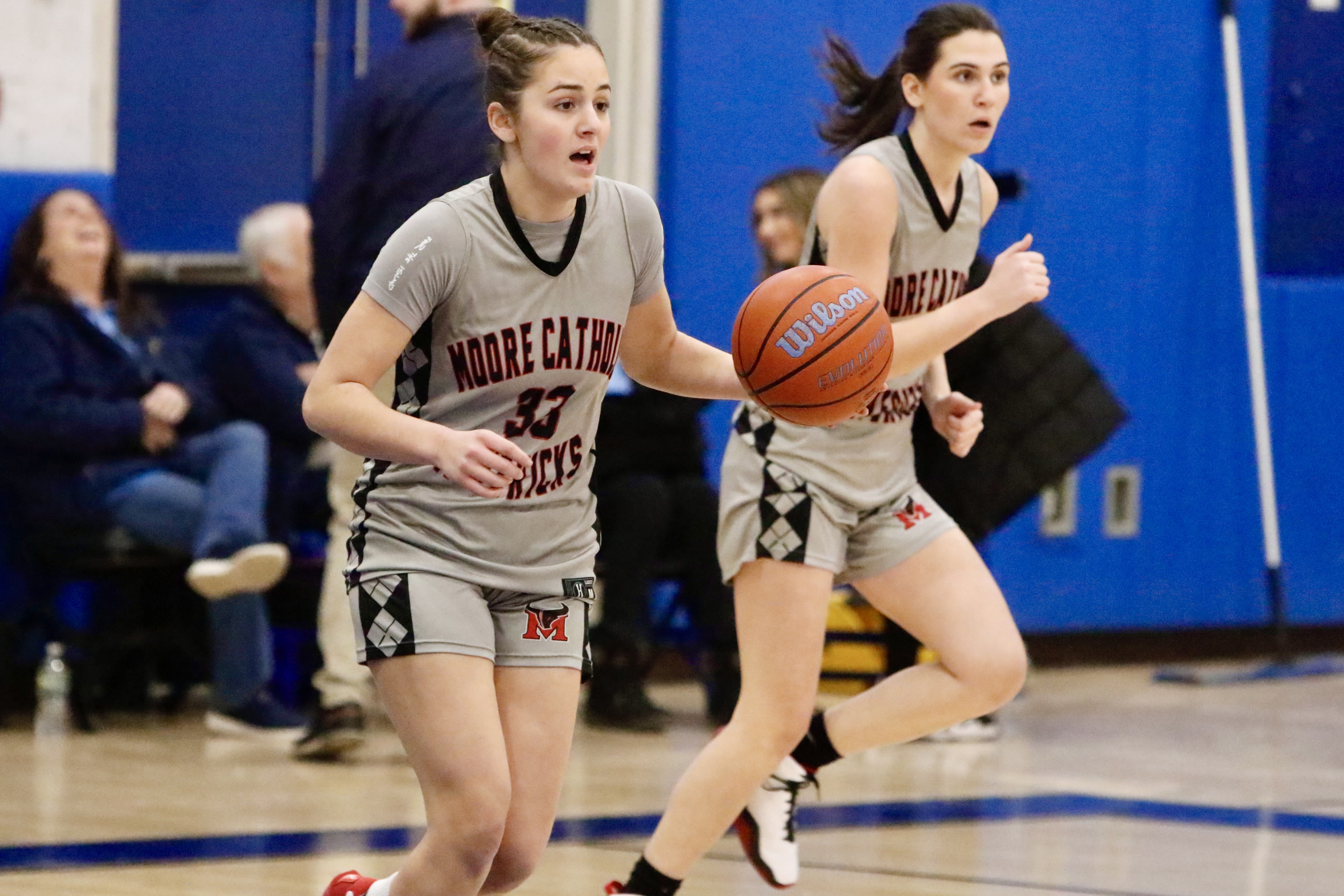 Moore's Emma Costanzo instructs the Mavericks' offense during a Borough President's Cup matchup against Staten Island Academy on Jan. 29, 2026.