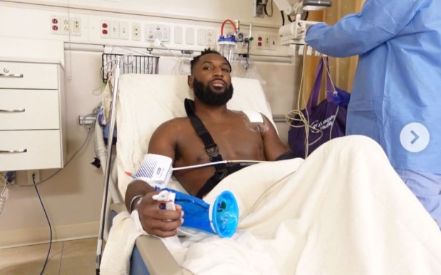 New York Jets football player and shooting victim, Kris Boyd, is pictured recovering from his injuries in an Instagram post published on Monday, Jan. 12, 2026. (@kris_boyd2 / Instagram)