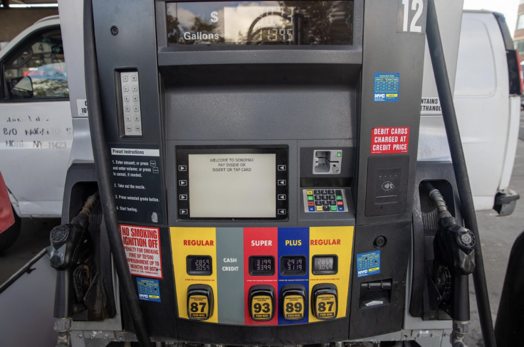 A gas pump in Greenpoint, Brooklyn, Oct. 22, 2025. Credit: Rosie Thomas