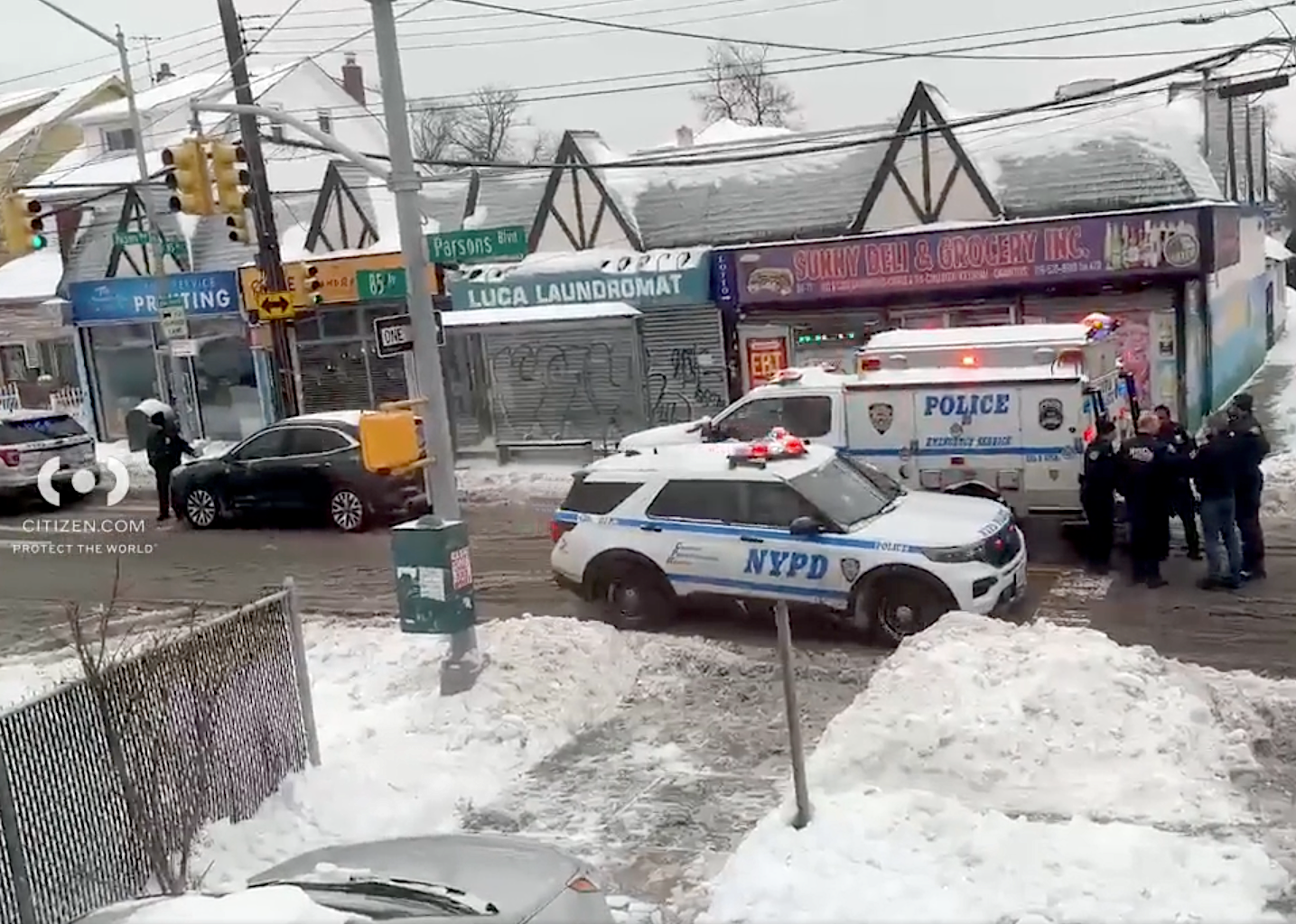 Officers responded to 84-65 Parsons Blvd. in Jamaica Hills, where a man with a knife "advanced" on them, police said