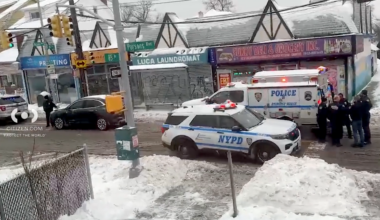 Officers responded to 84-65 Parsons Blvd. in Jamaica Hills, where a man with a knife "advanced" on them, police said