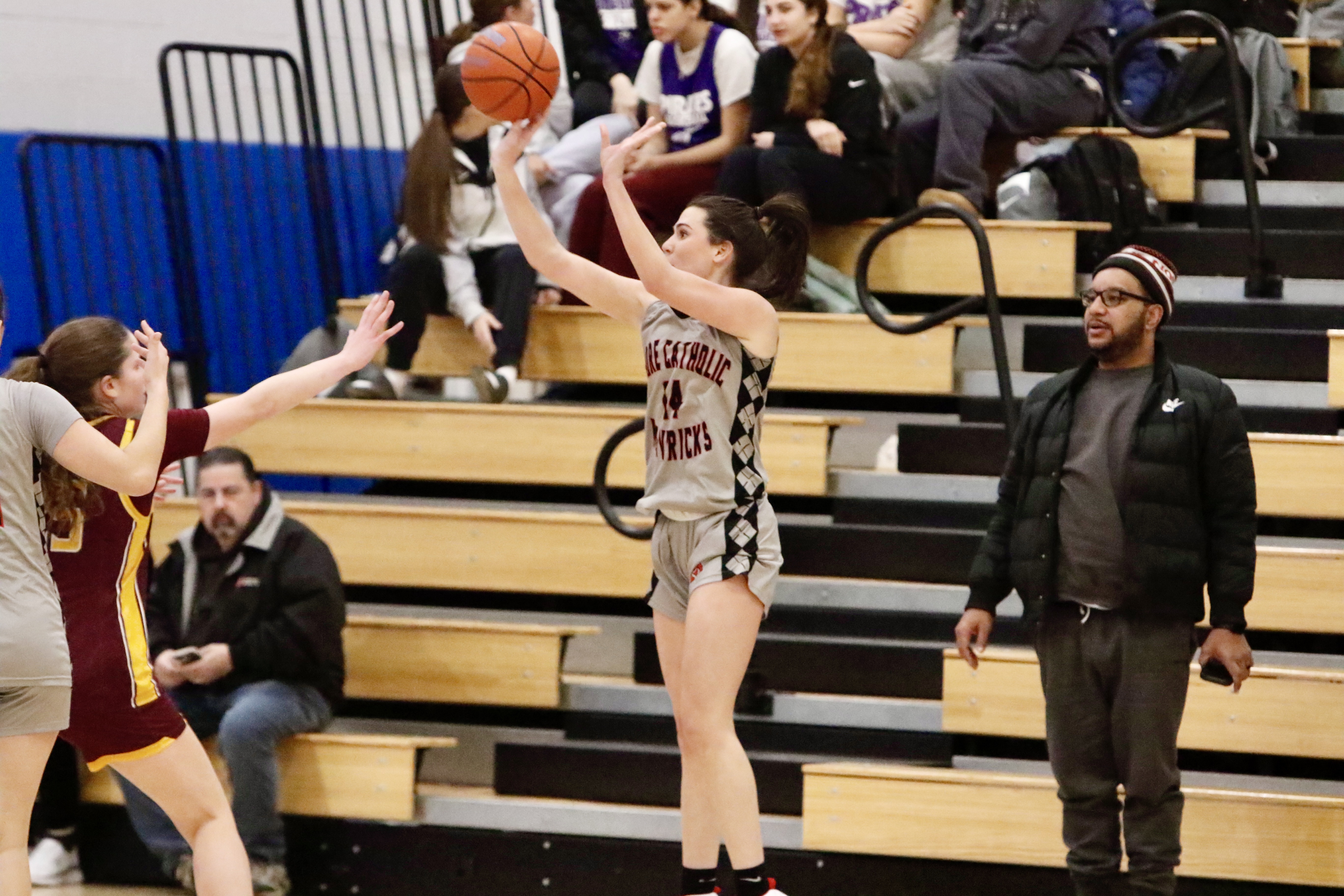 Moore's Allie Felci lets a shot fly during a Borough President's Cup matchup against Staten Island Academy on Jan. 29, 2026.