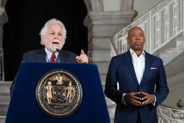First Deputy Mayor Randy Mastro speaks during a press conference alongside Mayor Eric Adams at City Hall on Friday, Aug. 22, 2025 in Manhattan, New York. (Barry Williams/ New York Daily News)