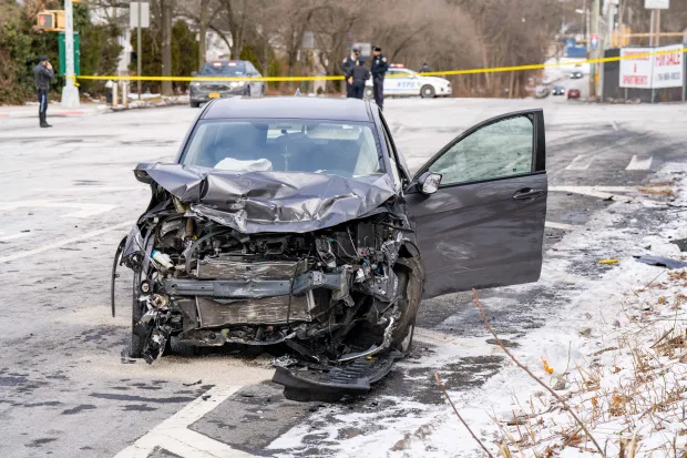 A young child was rushed to Staten Island University North Hospital in Cardiac Arrest after a grey Honda HRV SUV and a blue Audi Q5 SUV collided at the intersection of Forest Hill Road and Rockland Avenue and in Staten Island on Friday January 2, 2026. 1052. Four additional victims, who suffered serious injuries, were also transported to Staten Island University North Hospital. (Theodore Parisienne / New York Daily News)