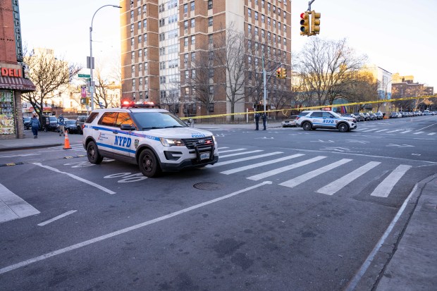 Police investigate after a woman was fatally struck by a vehicle on Pitkin Ave. and Osborn St. in Brownsville Friday morning. 