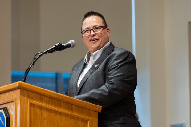 FDNY Commissioner Lilian Bonsignore speaking during her "swearing-in ceremony" at the FDNY headquarters in Brooklyn, Tuesday, January 6, 2026. (Shawn Inglima/ New York Daily News)