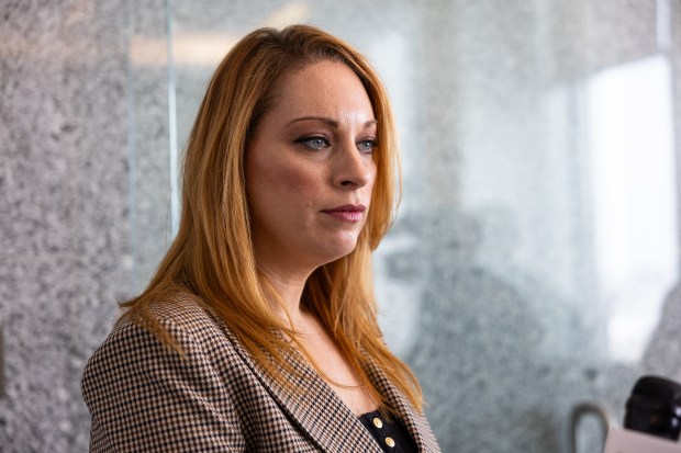 Sarena Townsend, legally representing one of the victims of Nechemya Weberman, giving remarks to the press after Weberman's court appearance at Kings County Supreme Court in Brooklyn, Tuesday, January 27, 2026.