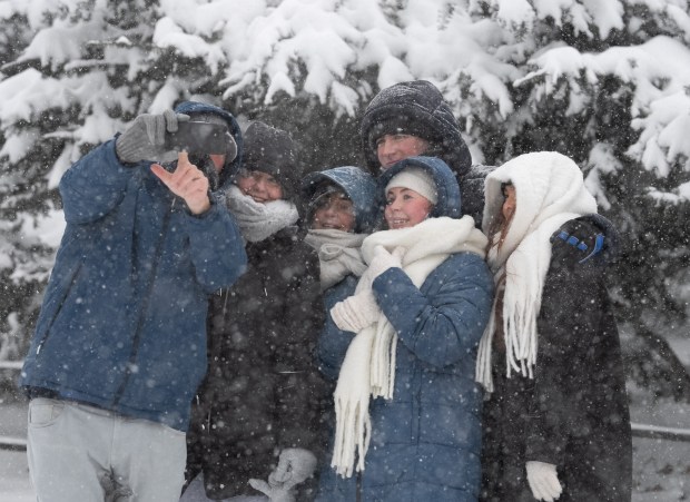 Central Park visitors take a selfie in Manhattan on Sunday, January 25, 2026.(Barry Williams/ New York Daily News)