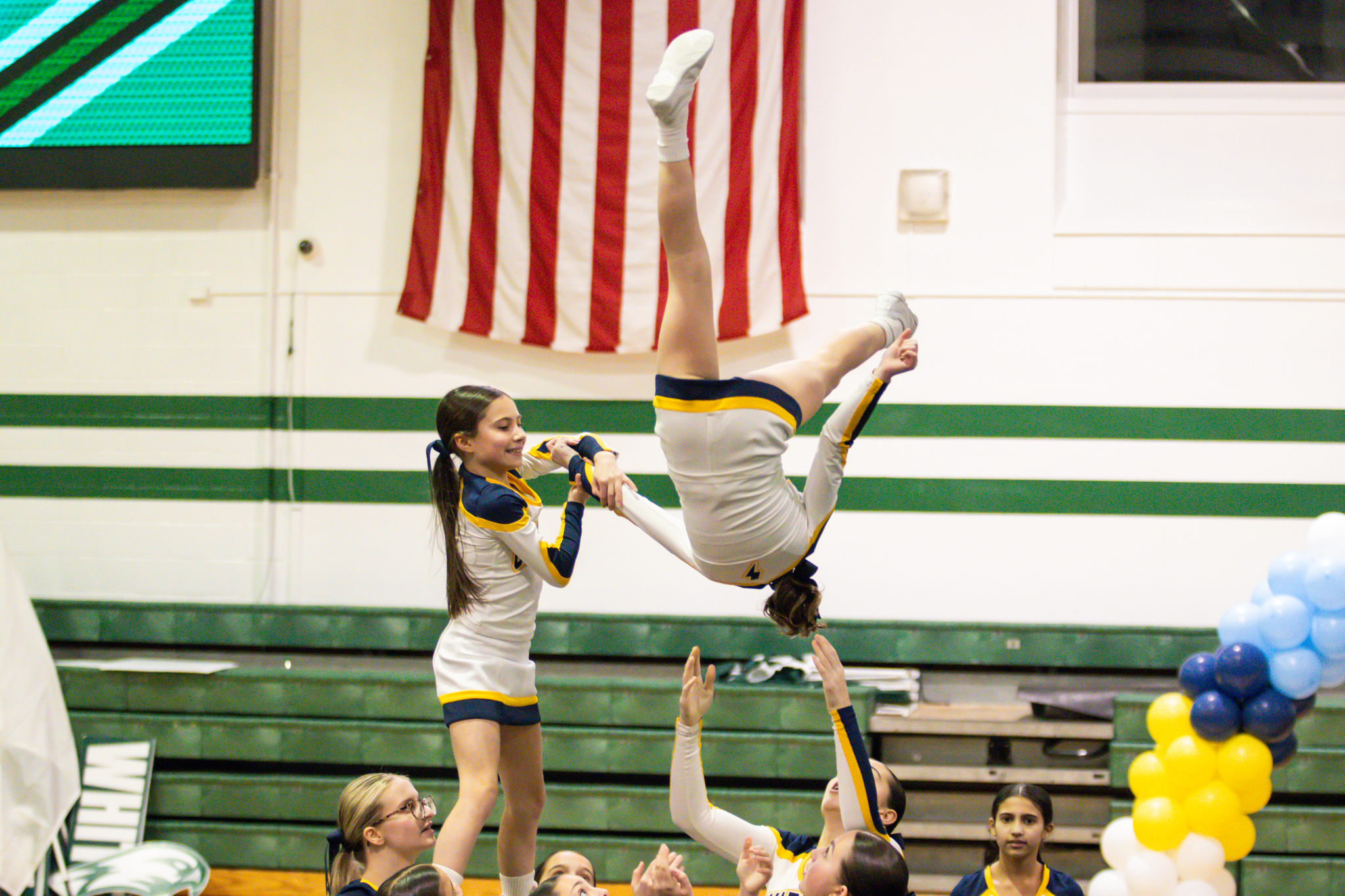 The event featured performances from four of the Staten Island teams competing in the National High School Cheerleading Competition this weekend along with the Seahawks showing off its routine. (Annie DeBiase for the Advance/SILive.com)