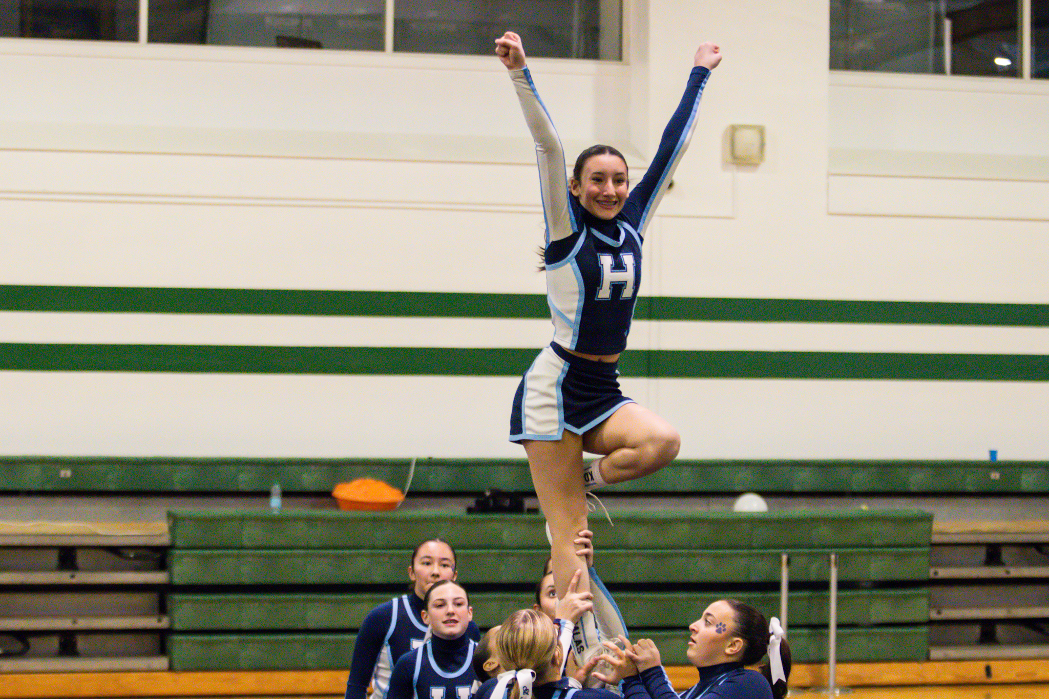 The event featured performances from four of the Staten Island teams competing in the National High School Cheerleading Competition this weekend along with the Seahawks showing off its routine. (Annie DeBiase for the Advance/SILive.com)