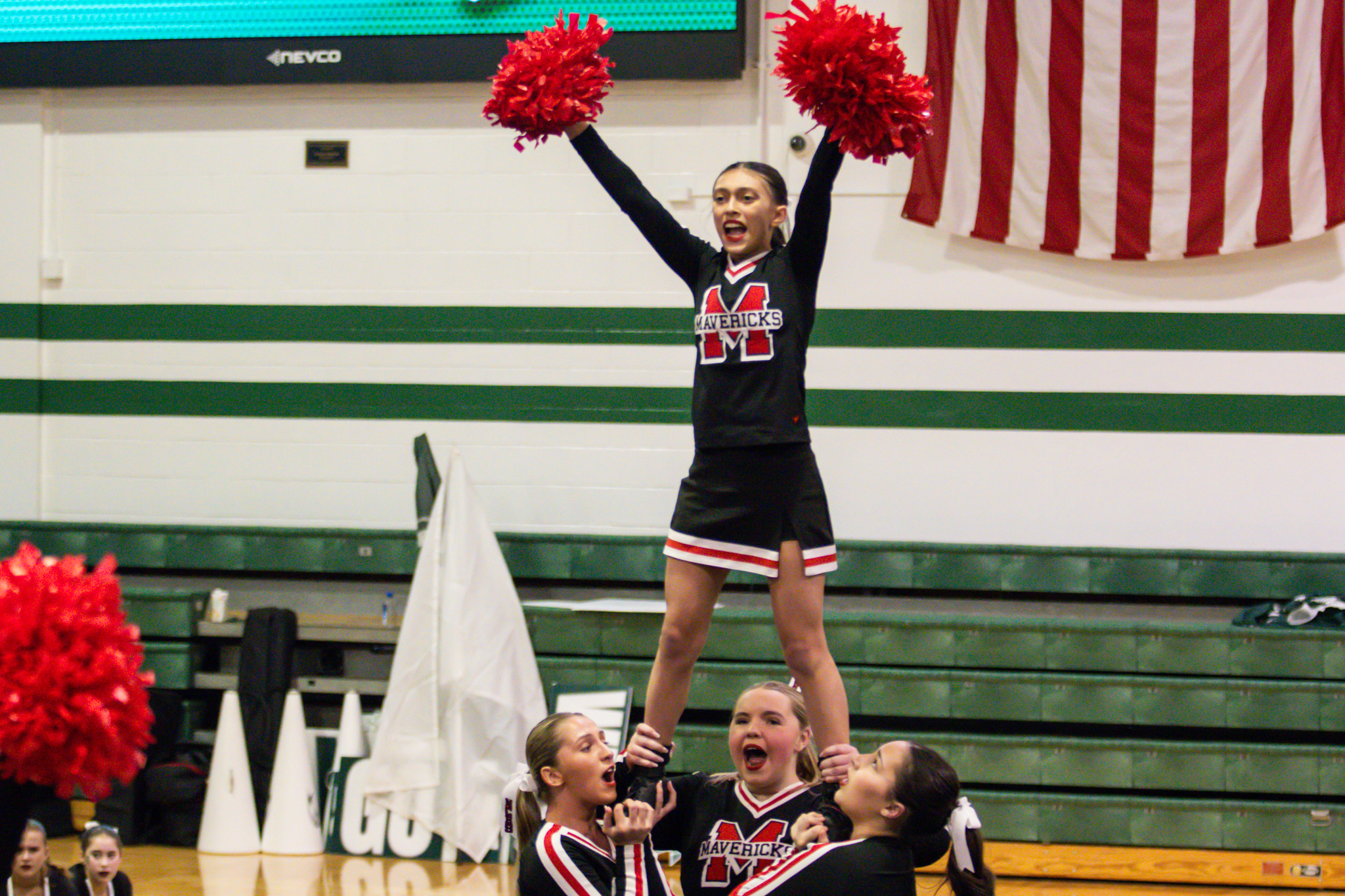 The event featured performances from four of the Staten Island teams competing in the National High School Cheerleading Competition this weekend along with the Seahawks showing off its routine. (Annie DeBiase for the Advance/SILive.com)