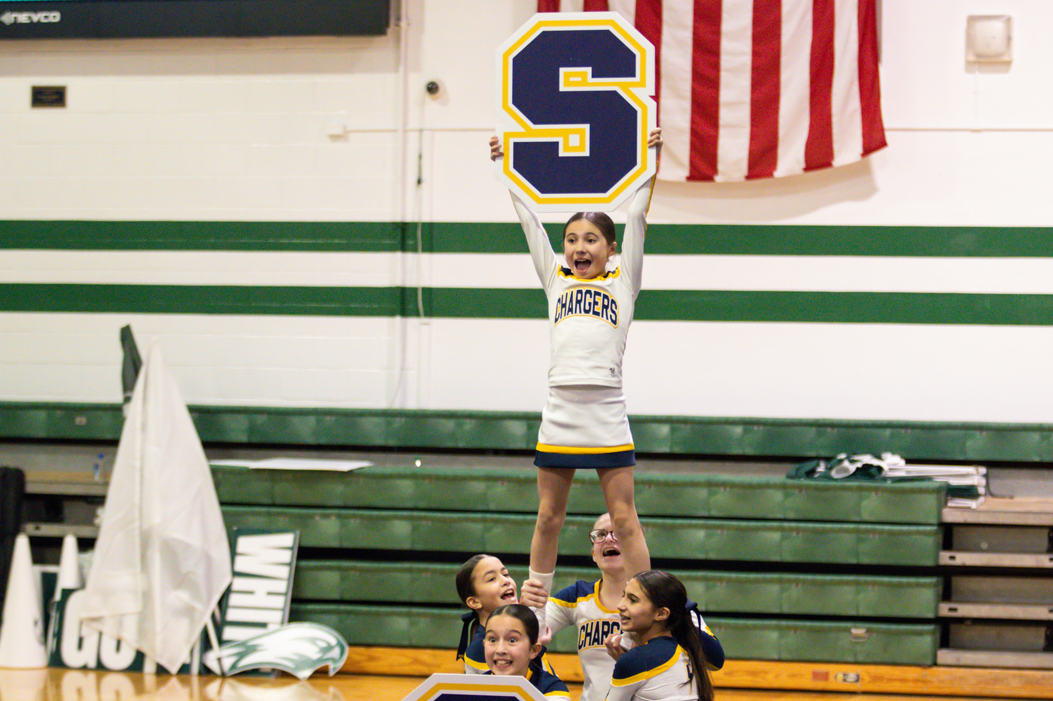 The event featured performances from four of the Staten Island teams competing in the National High School Cheerleading Competition this weekend along with the Seahawks showing off its routine. (Annie DeBiase for the Advance/SILive.com)