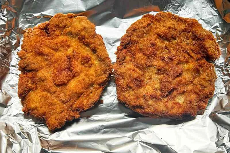 Golden-brown breaded cutlets.